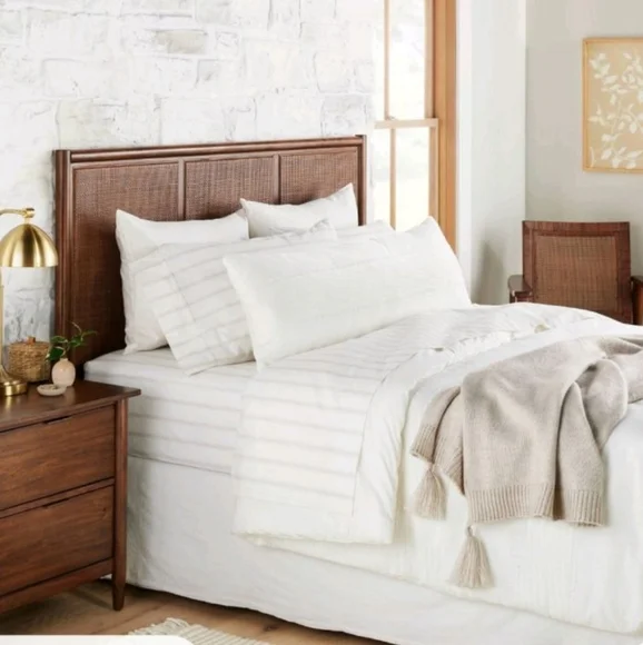 Hearth & Hearth Slub Center Stripe Oversized Lumbar Oblong Bed Pillow - Picture 2 of 14